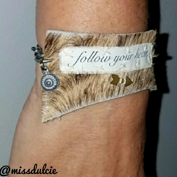 Rustic Leather Bracelet Cuff - Picture 8 of 8
